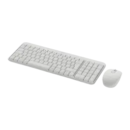 Logitech MK250 Combo QWERTY Espagnol Blanc, vue diagonale: clavier et souris blancs sur fond noir