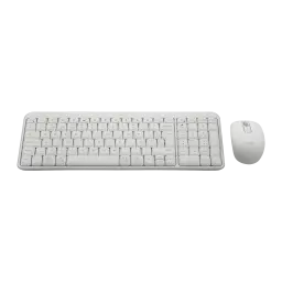 Logitech MK250 Combo Blanc, vue de dessus: clavier QWERTY espagnol et souris sans fil sur fond noir