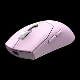 MSI Forge GM340 Wireless violeta, vista lateral direita: botões laterais e porta USB-C na parte frontal