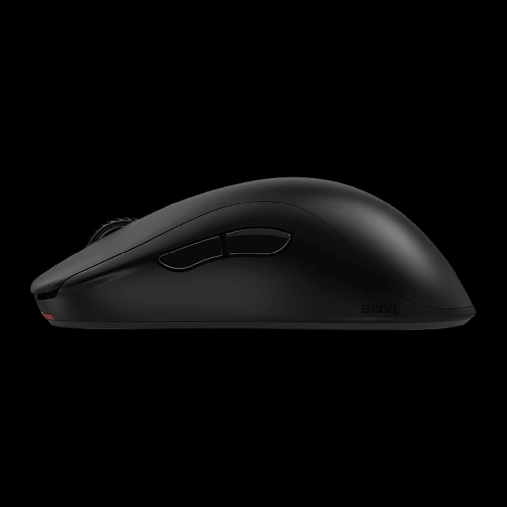 ZOWIE Souris Gaming ZA13-DW Noir, vue latérale droite: profil lisse, courbe haute et détail rouge à la base