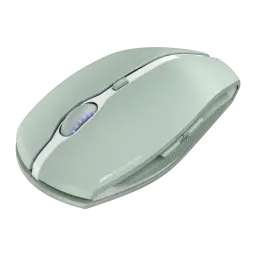 Cherry Gentix BT verde, vista diagonal frontal: LED azul en rueda, botones laterales texturizados visibles