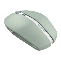 Cherry Gentix BT verde, vista diagonal trasera: logo CHERRY en franja blanca y perfil redondeado