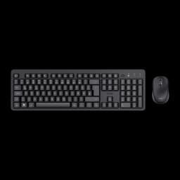 Trust TKM-360 negro, vista superior: teclado QWERTY completo con teclado numérico y ratón inalámbrico negro