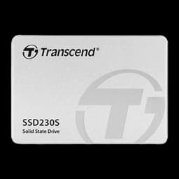 Transcend SSD230S 128GB prateado, vista frontal: caixa de alumínio com logótipo e modelo gravados