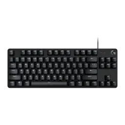 Logitech Teclado G413 TKL SE Negro, vista superior: disposición inglesa con teclas mecánicas y chasis de aluminio cepillado