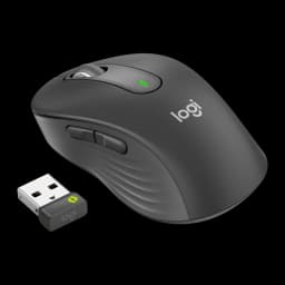 Logitech Rato Signature M650 for Business Grafite, kit com recetor USB Bolt: vista frontal esquerda com botões laterais