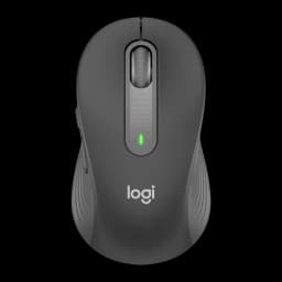 Logitech Rato Signature M650 for Business Grafite, vista superior: roda SmartWheel, LED verde e logótipo logi visíveis