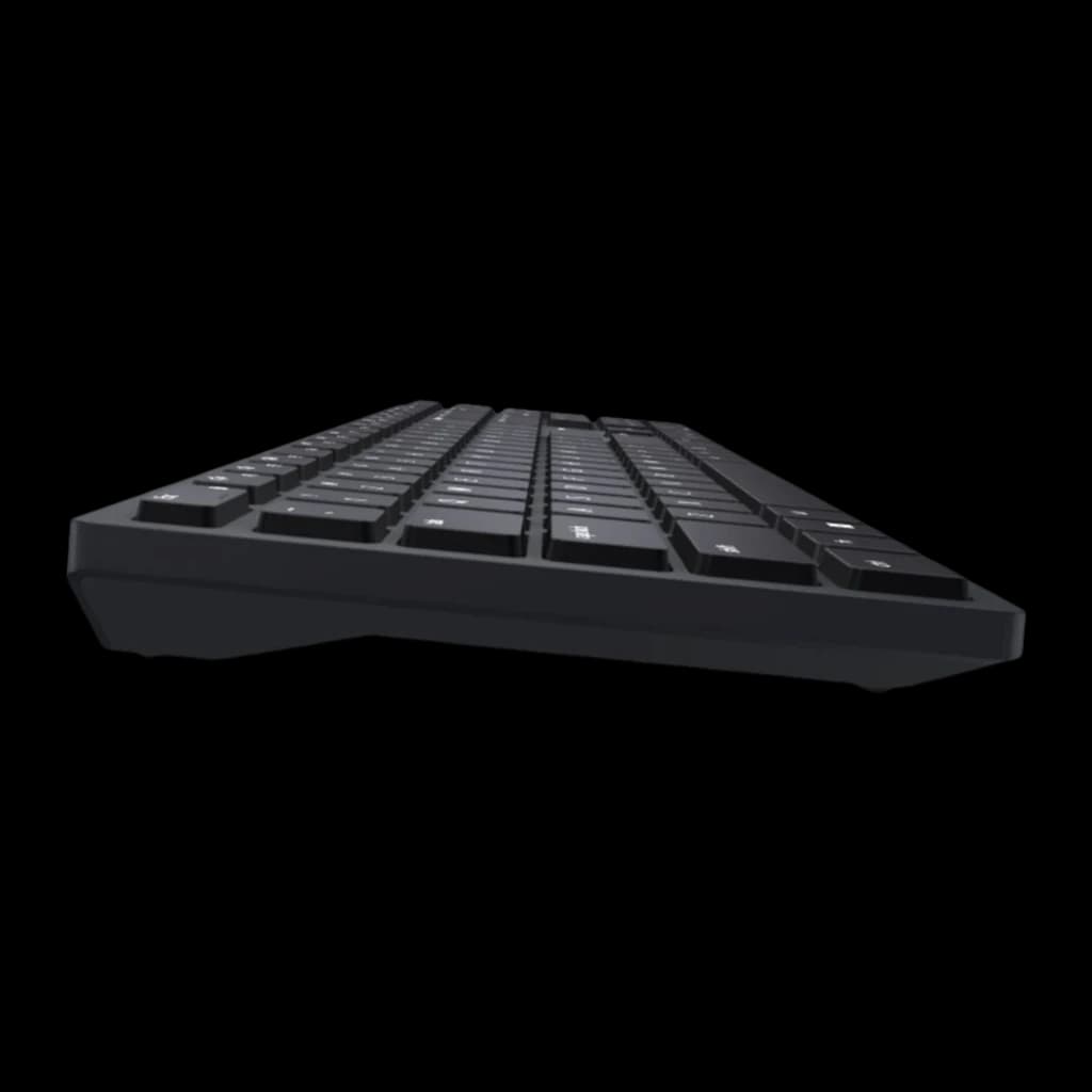 Dell Clavier Pro KB500 Espagnol Noir, vue latérale au ras: profil ultra-fin du corps et base du clavier