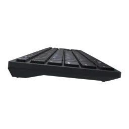 Dell Clavier Pro KB500 Espagnol Noir, vue latérale au ras: profil ultra-fin du corps et base du clavier