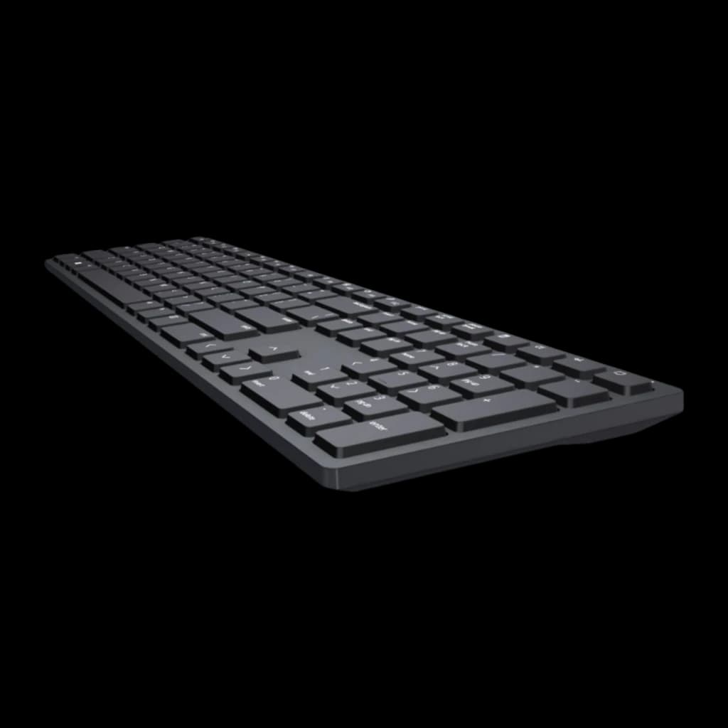 Dell Clavier Pro KB500 Espagnol Noir, vue arrière en angle bas: zone du pavé numérique et bord arrière
