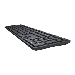 Dell Clavier Pro KB500 Espagnol Noir, vue arrière en angle bas: zone du pavé numérique et bord arrière