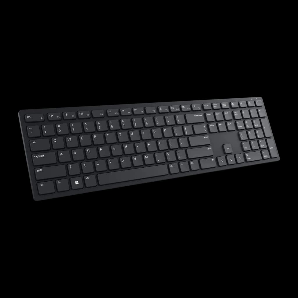 Dell Clavier Pro KB500 Espagnol Noir, vue supérieure en angle: disposition complète des touches avec pavé numérique