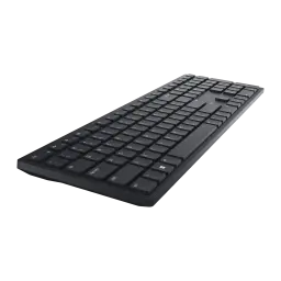 Dell Clavier Pro KB500 Espagnol Noir, vue latérale avant basse: profil fin et hauteur des touches au premier plan