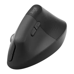 Logitech Lift for Business grafito, vista lateral derecha: forma ergonómica vertical, botones laterales y rueda texturizada