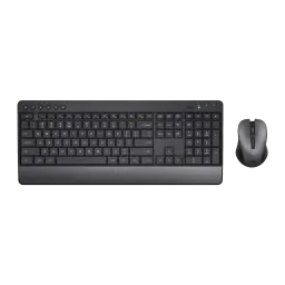 Trust Trezo Comfort kit clavier et souris sans fil noir, vue de dessus: clavier complet avec repose-poignet et souris à