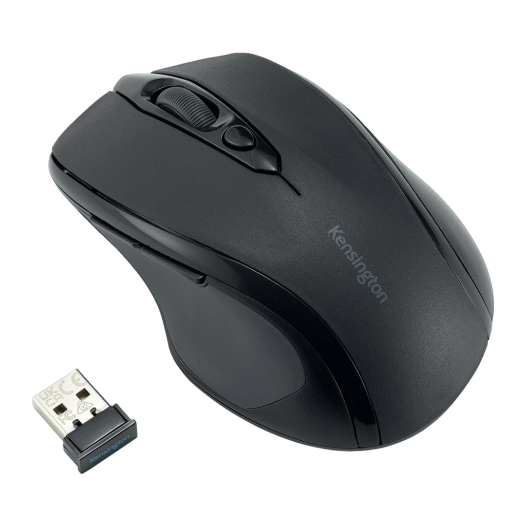 Kensington Ratón inalámbrico MY310 EQ negro, kit con nano receptor USB: vista superior en ángulo, logo Kensington visible - Ítem3