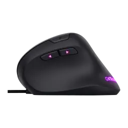 Trust GXT 144 Rexx noir, vue latérale droite: boutons de navigation et logo GXTrust avec éclairage RGB violet