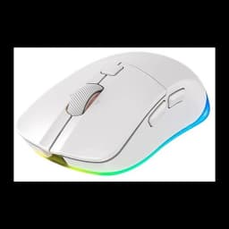 Cherry Xtrfy M50 Wireless blanco, vista superior en ángulo: iluminación RGB perimetral, rueda texturizada y botones