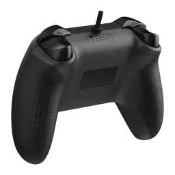 MSI Mando Force GC200 Negro USB, vista trasera en ángulo: logo MSI, gatillos LB LT RT RB y agarres texturizados