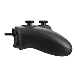 MSI Mando Force GC200 Negro USB, vista lateral: perfil derecho con joysticks, agarre texturizado y cable USB visible