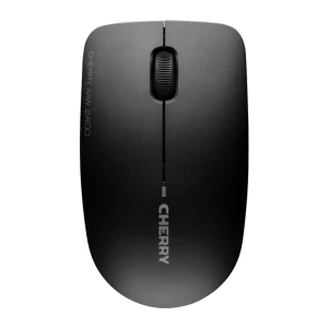 Cherry Souris MW 2400 Wireless noir, vue du dessus: molette centrale, deux boutons et logo Cherry en finition mate