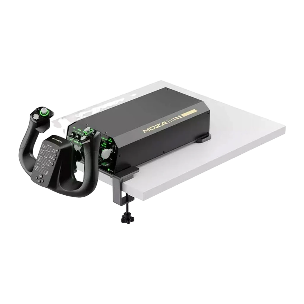 Moza Racing Abrazadera de mesa Table Clamp for Yoke Negro, vista en perspectiva: abrazadera sujeta borde de mesa con yoke