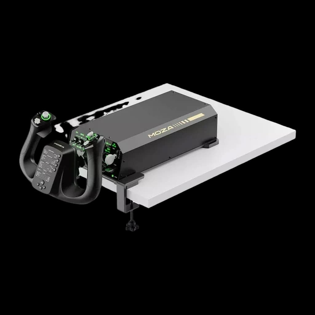 Moza Racing Abrazadera de mesa Table Clamp for Yoke Negro, vista en perspectiva: abrazadera sujeta borde de mesa con yoke