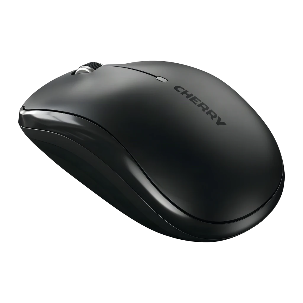 CHERRY Souris sans fil MW 2200 noir, vue du dessus: molette centrale texturée, boutons et logo CHERRY en bas - Ítem5