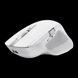 Trust Ozaa+ Multi-Connect Wireless Blanc, vue latérale: molette, boutons latéraux, zone perforée et port USB-C visibles