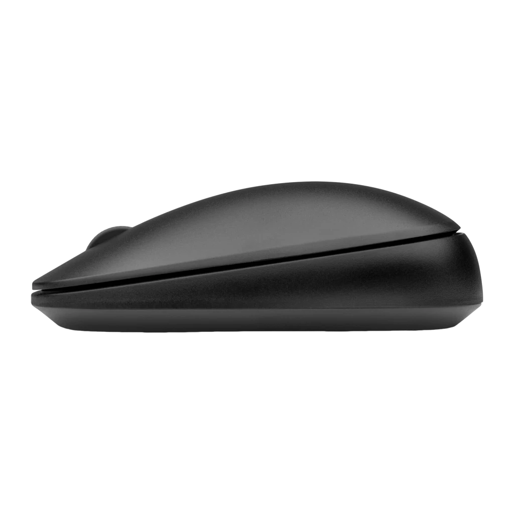 Kensington SureTrack Dual preto, vista superior com kit: rato e nano recetor USB à esquerda, roda e logótipo visíveis de cima - Item3