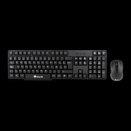 NGS Euphoria Kit preto, vista de cima sem recetor: teclado e rato preto sobre fundo escuro