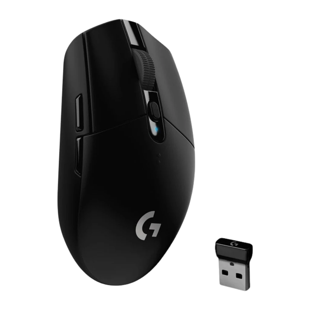 Logitech Ratón G305 Lightspeed Negro, vista superior: rueda texturizada, botón DPI y logo G plateado - Ítem3