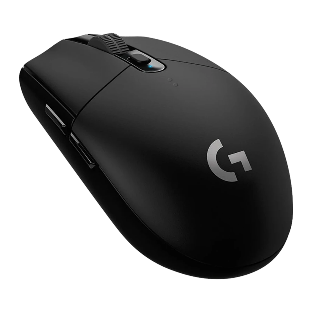 Logitech Ratón G305 Lightspeed Negro, vista superior: rueda texturizada, botón DPI y logo G plateado - Ítem1
