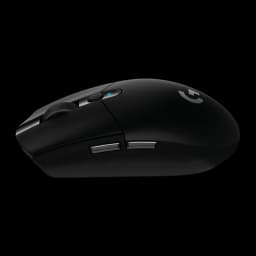 Logitech Souris G305 Lightspeed Noir, vue latérale droite: deux boutons latéraux et molette avec LED bleue