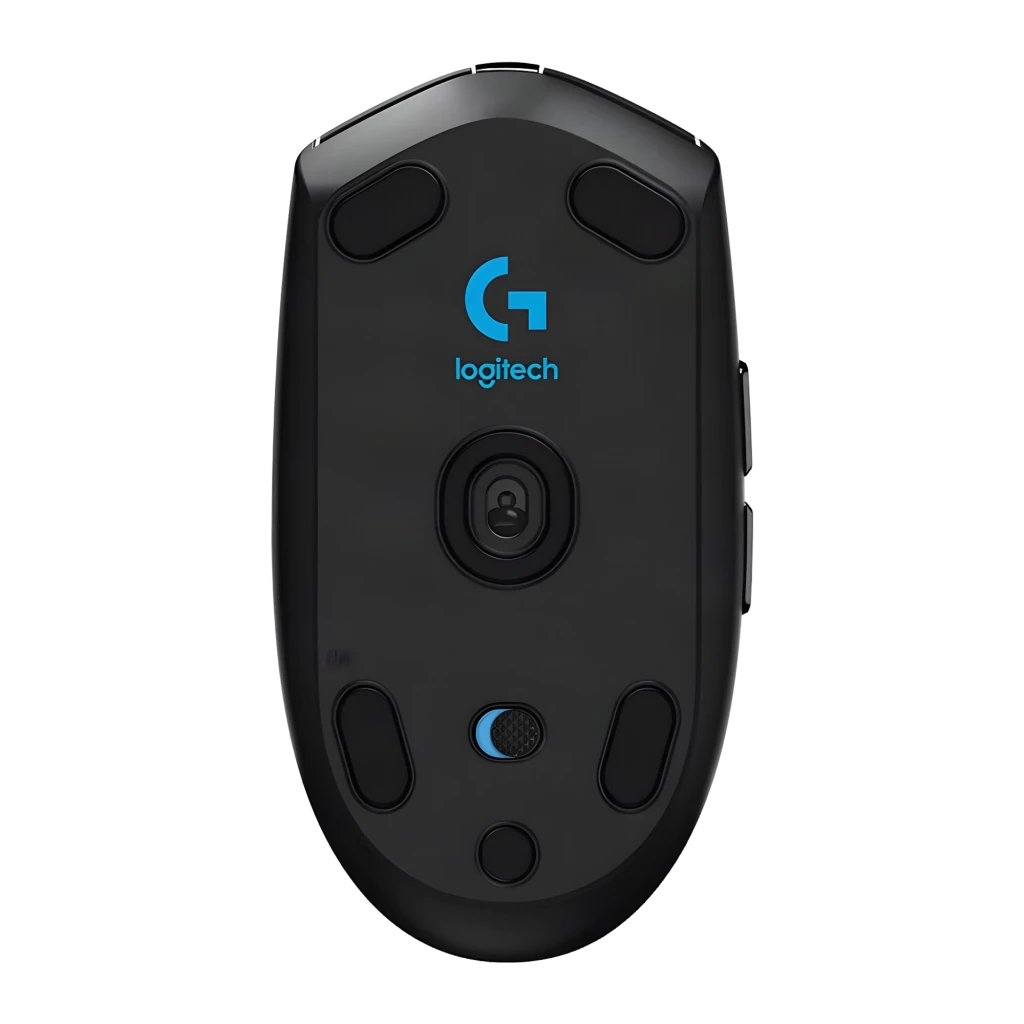 Logitech Ratón G305 Lightspeed Negro, vista superior: rueda texturizada, botón DPI y logo G plateado - Ítem6