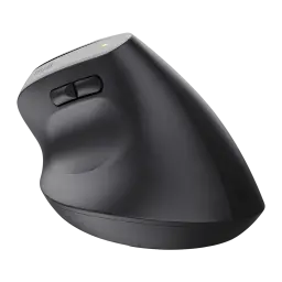 Trust Bayo+ Ergonómico 2400 dpi Negro, vista lateral: diseño vertical ergonómico, botones laterales y LED verde en la parte