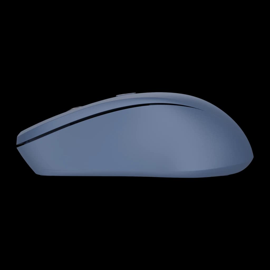 Trust Mydo Silent Bleu, vue latérale: profil ergonomique arrondi et molette de défilement visible