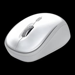 Trust Ody II Wireless blanc, souris vue latérale: molette DPI argentée et corps compact en angle trois quarts