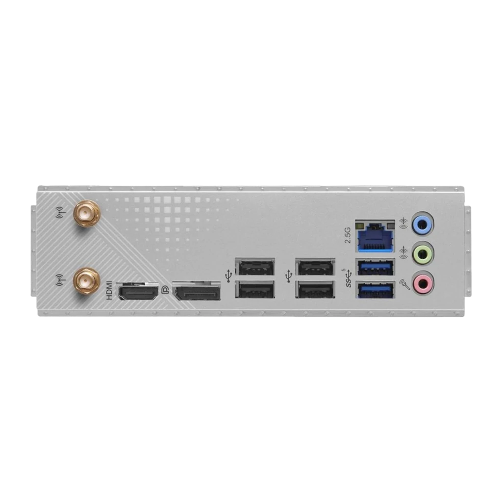 ASRock H810M-X Gen5 WiFi micro ATX 64GB, vue de face: socket LGA, dissipateurs VRM argentés et slots DDR5 - Ítem3