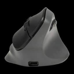 BakkerElkhuizen PRF Pro Negro Gris oscuro, vista lateral izquierda: ratón vertical ergonómico con puerto USB-C visible