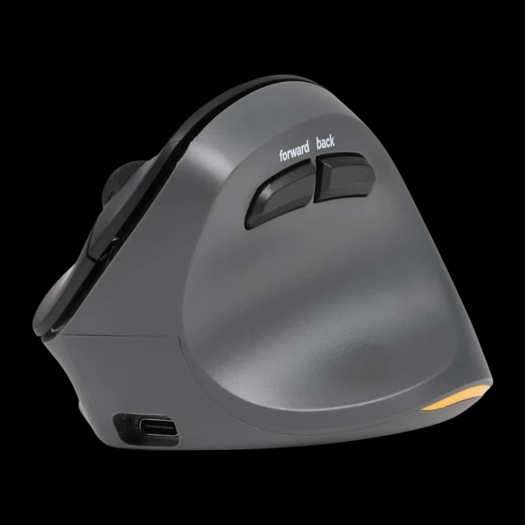 BakkerElkhuizen PRF Pro Negro Gris oscuro, vista lateral derecha: botones forward y back etiquetados, puerto USB-C