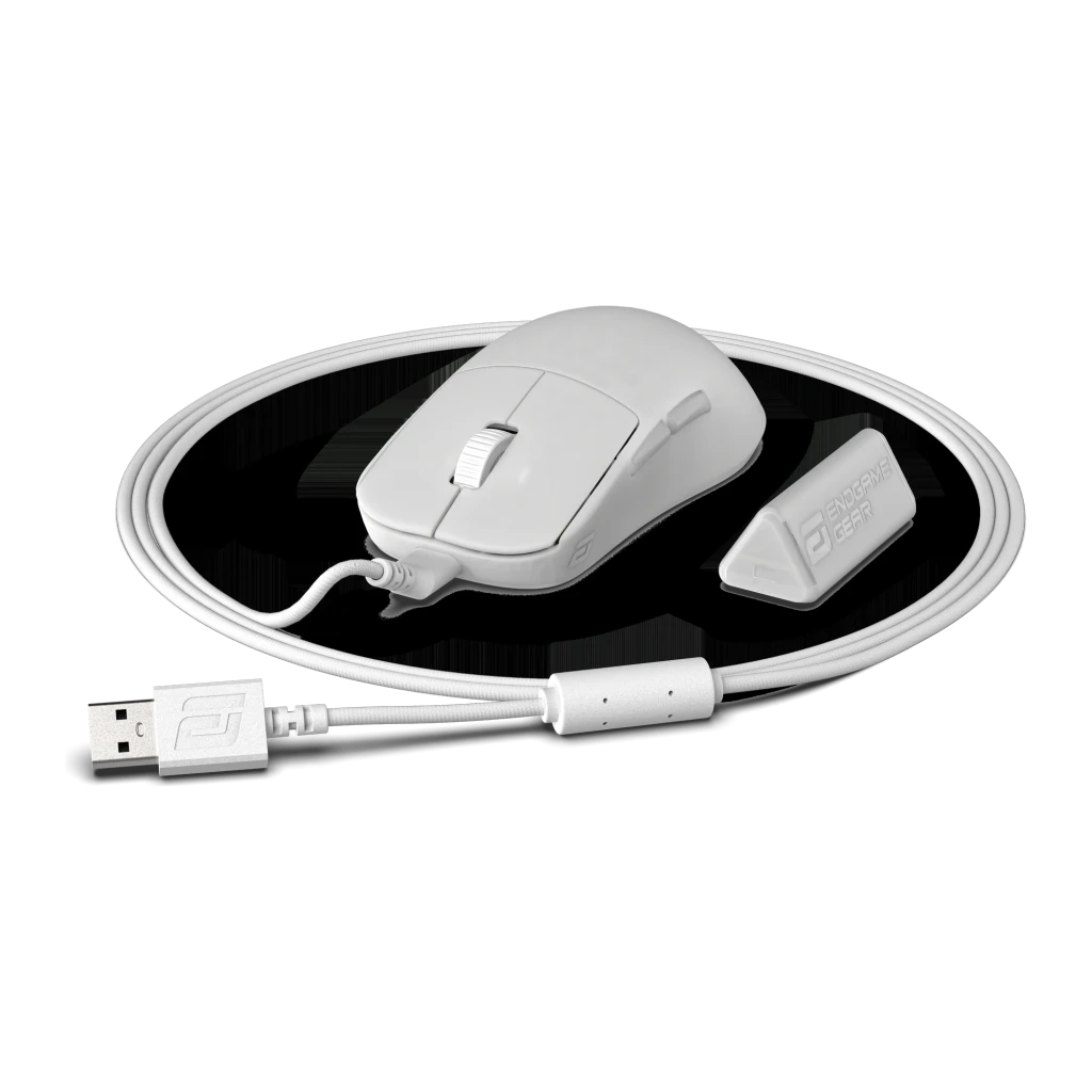 Endgame Gear OP1w 4K Wireless blanc, vue de dessus: molette texturée, boutons et motif géométrique sur la coque - Ítem2
