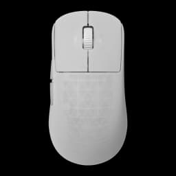 Endgame Gear OP1w 4K Wireless blanc, vue de dessus: molette texturée, boutons et motif géométrique sur la coque