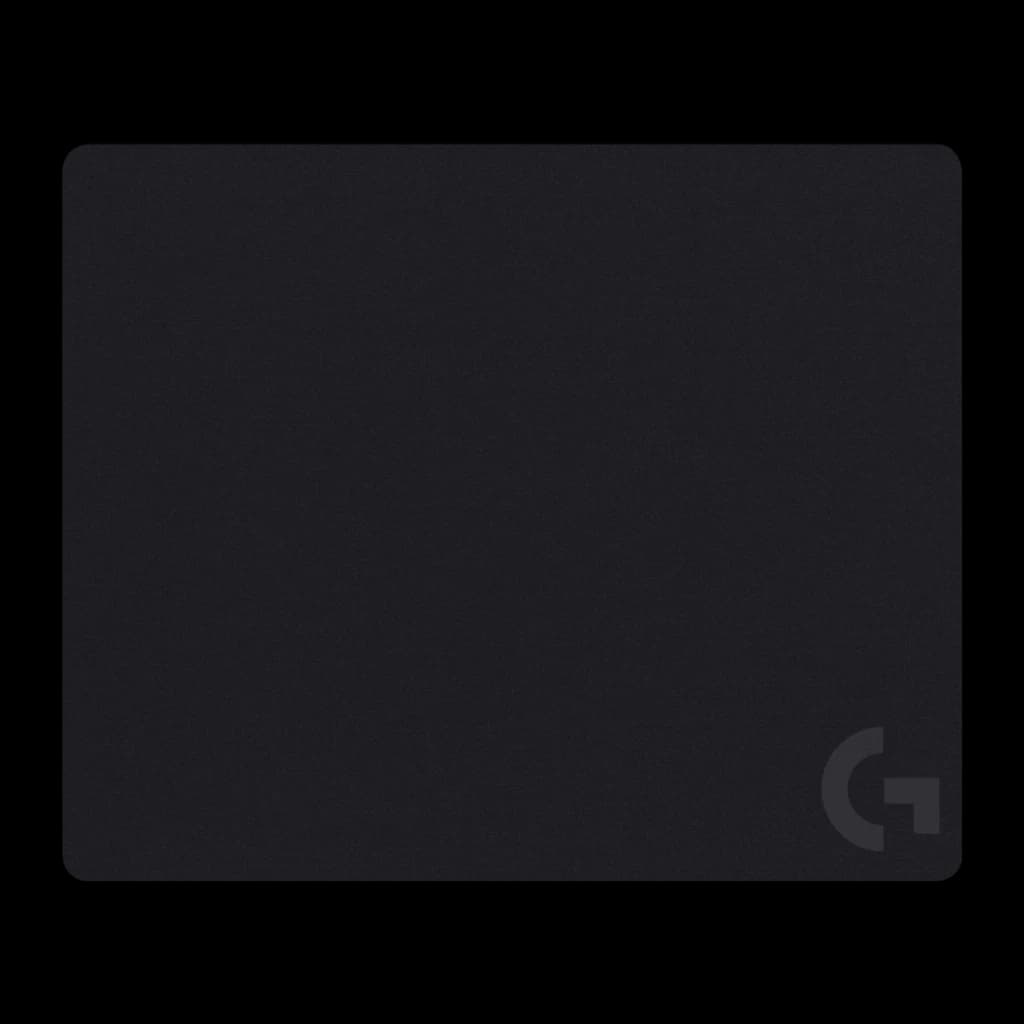 Logitech G G240 noir, vue de face: surface en tissu noir avec logo G dans le coin inférieur droit