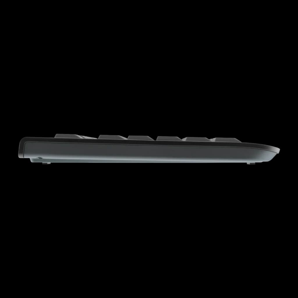 Cherry Teclado KW 3000 Inalámbrico QWERTY Negro, vista lateral: perfil delgado con patas de apoyo y curvatura del chasis
