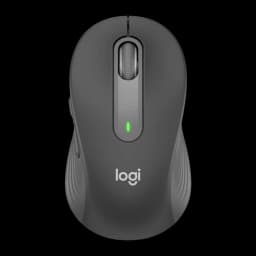 Logitech Signature M650 L Grafite, vista superior: roda SmartWheel, LED verde e logótipo logi
