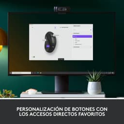 Logitech Rato Signature M650 L Grafite, lifestyle: software Logi Options+ em monitor com personalização de botões