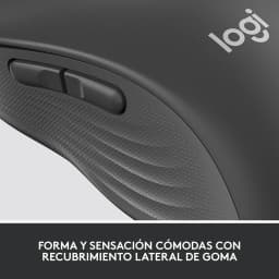 Logitech Rato Signature M650 L Grafite, vista lateral: revestimento de borracha texturizado e botões laterais em detalhe