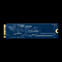 Kingston NV3 2TB bleu, vue arrière plate de dessus: PCB bleu avec design de circuits, connecteur doré et encoche de montage