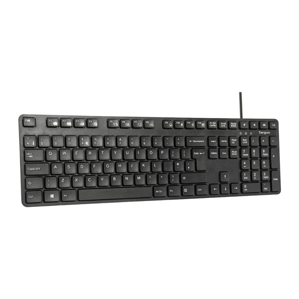 Targus AKM622ES QWERTY negro, vista superior: teclado completo con teclado numérico y ratón con cable - Ítem1